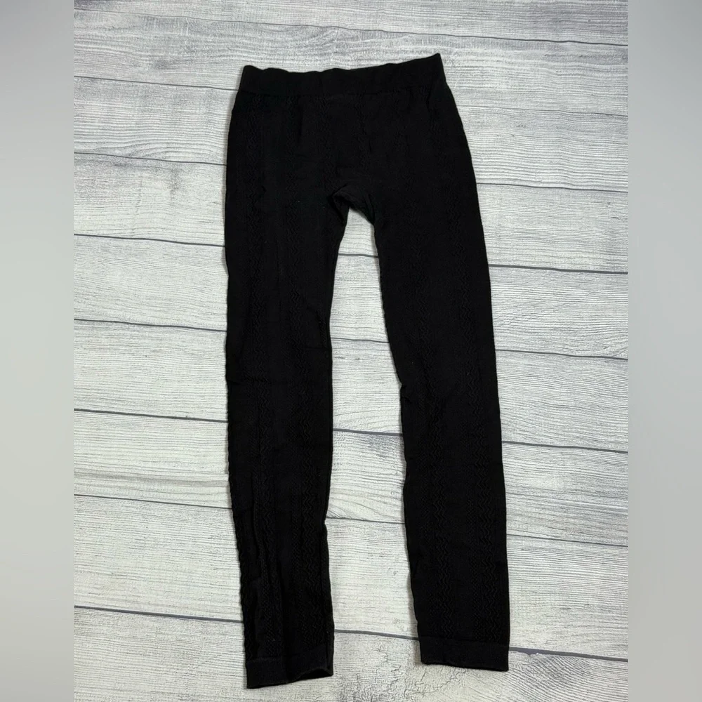Faded Glory Thick Black Knit Leggings Size L/G (12-16)